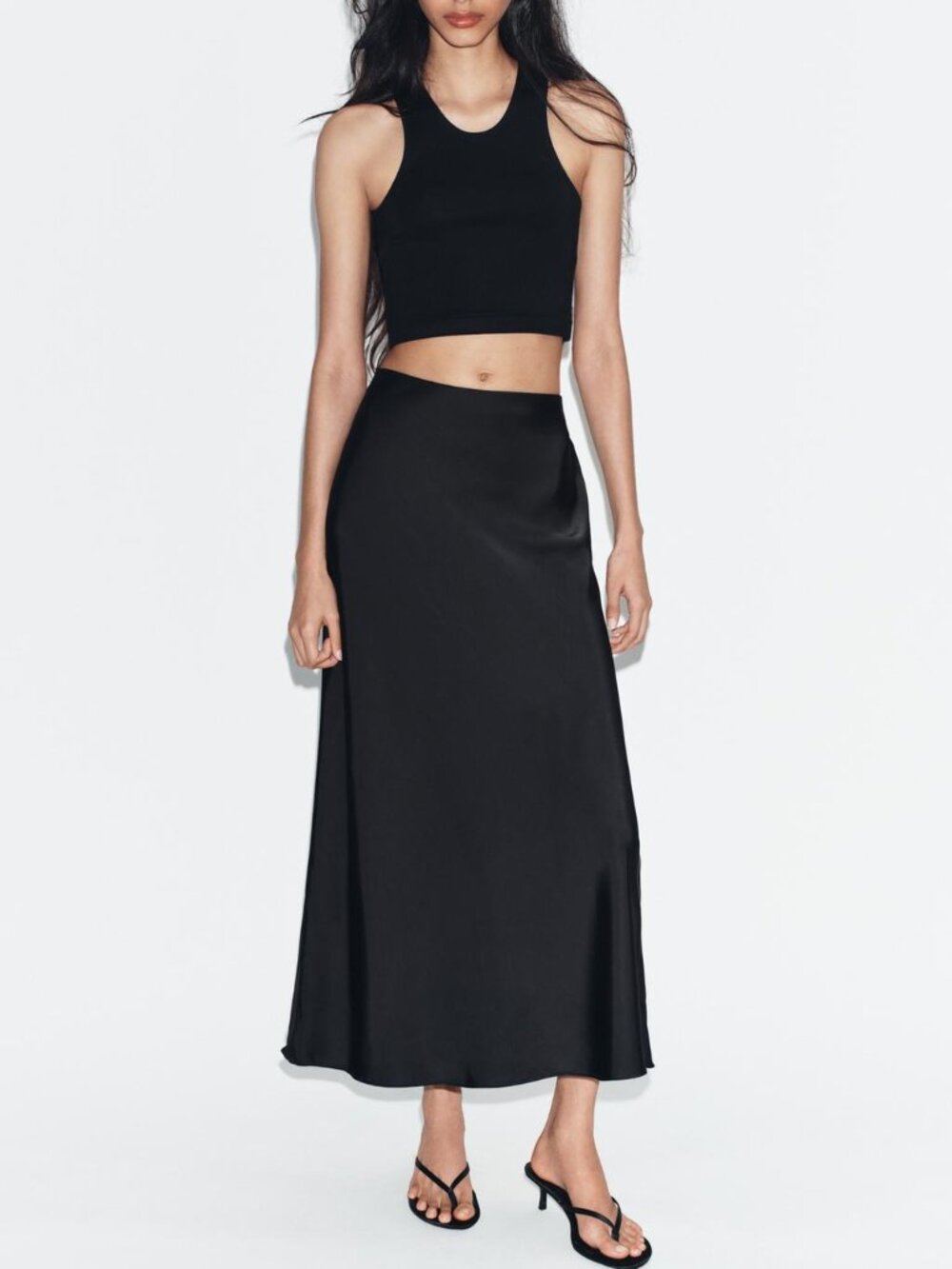 Zara Satin Effect Midi Skirt